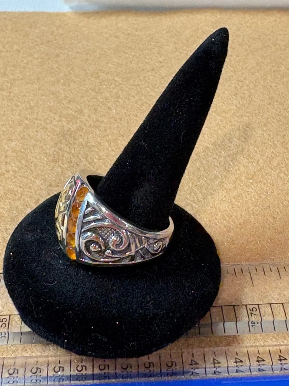 Sterling and 18k gold ring with citrine - Picture 2 of 10